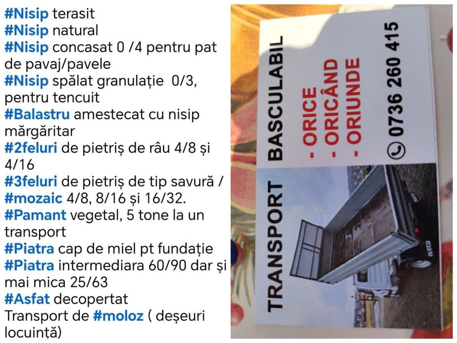 Tranaport moluz si agregate