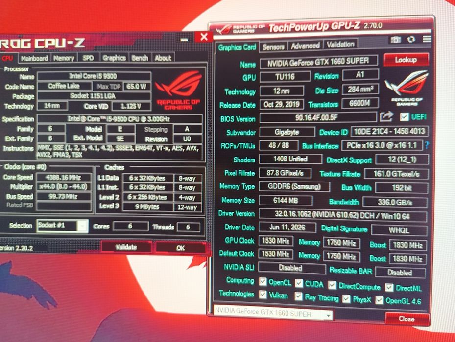 PC gaming I5 9500 , GTX 1660 Super , 16 Gb RAM , NVMe 256 , hdd500
