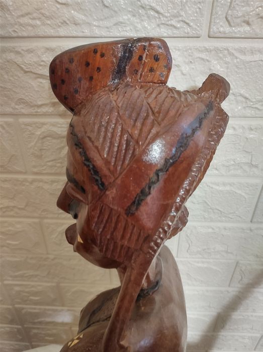 Statueta mare lemn indigen africa NUD FEMEIE AFRICANA H - 50 cm