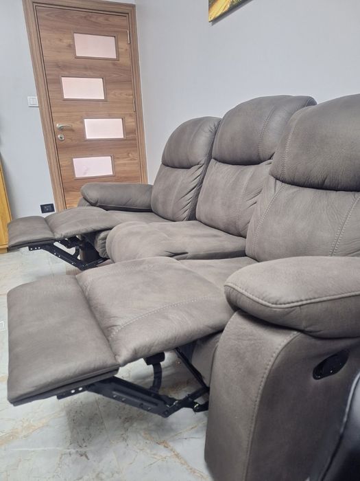 ПРОМОЦИЯ Диван тройка с функция релакс, сив цвят