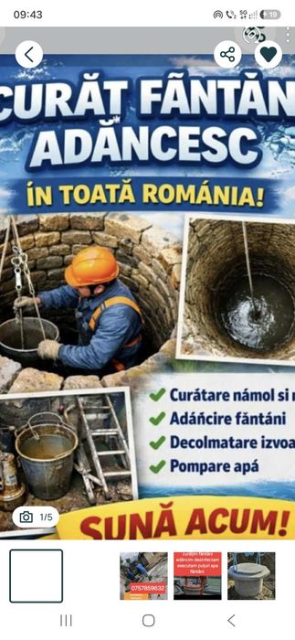 Foraje puțuri fantani curatim adancim dezinfectam reconditionam