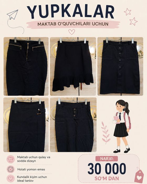Maktab oʻquvchilari uchun yupkalar