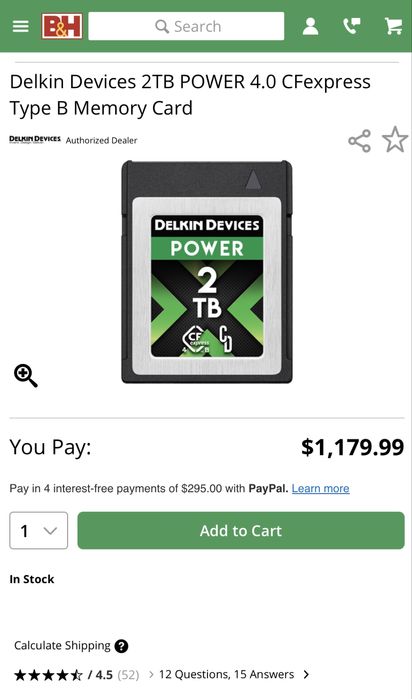 Новая Delkin Devices POWER 4.0 CFexpress Type B 2TB