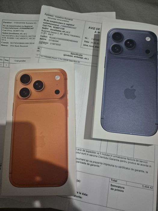 Iphone 17 Pro 256gb - Sigilat - Liber de rețea - Blue/Orange - Factura