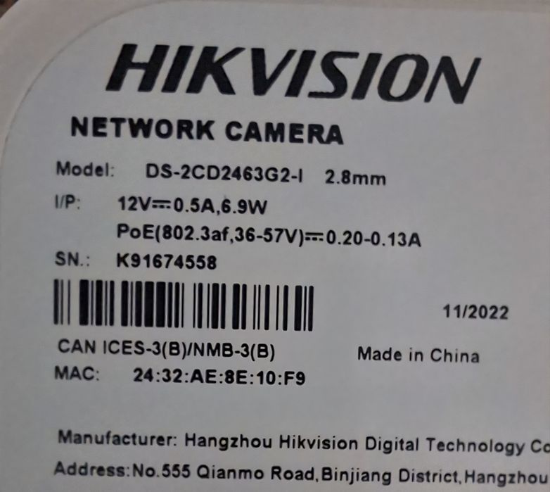 Hikvision DS-2CD 2463 G2-I