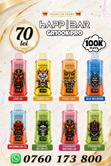 HAPP BAR 100K- Vape tip țigară electronică cu diferite arome de shisha