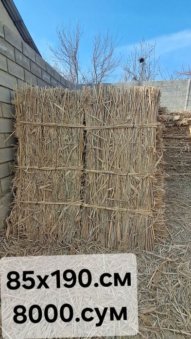 Tom lomboziga qamish maxsulotlari kafe devorlariga chiy va boyralar bo