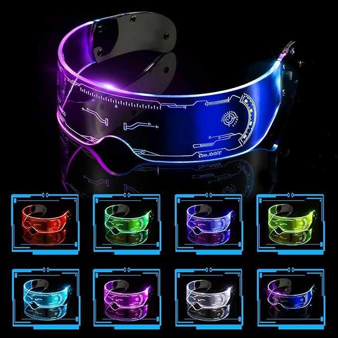 CREPUSCOLO LED очила, LED очила с козирка със 7 цвята и 5 режима