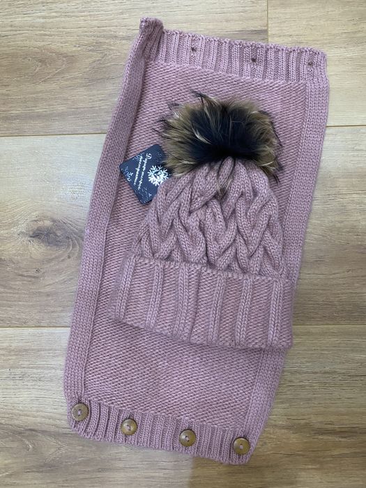 Шапка и шарф розовые