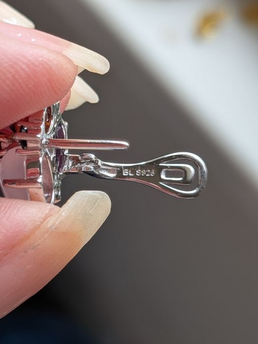 Сребърен комплект от естетствен розов кварц,аметист и цитрин