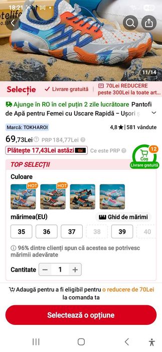 Papuci apa mare nr 40