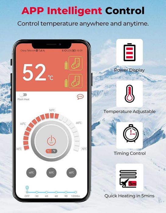 KEMIMOTO Отопляеми акумулаторни електрически чорапи за зимни спортове