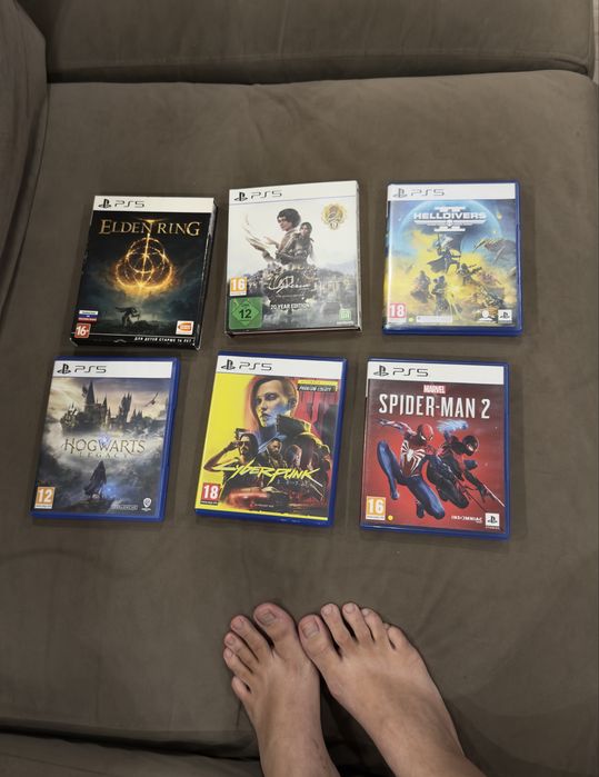 Диски PS5 — Elden Ring, Cyberpunk 2077, Spider-Man 2, Hogwarts