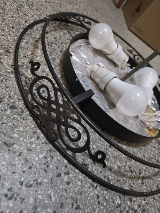 Плафон MESTRE 3xE27, антично кафяво + бежово стъкло