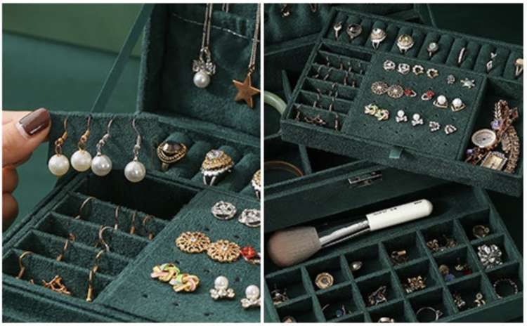 Cutie bijuterii cu verde cu cheie pentru inchidere