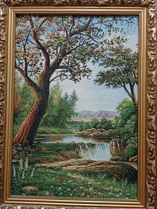 ГОБЕЛЕН. Вышитая картина пейзажа природы.