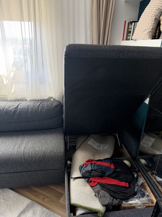 coltar extensibil Jysk Mommark 222x83x86/152 cm culoare gri inchis in stare foarte buna