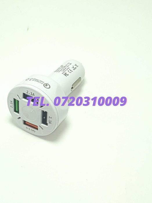 Incarcator Masina Auto 4 Porturi Bricheta Usb Qc Incarcare Rapida