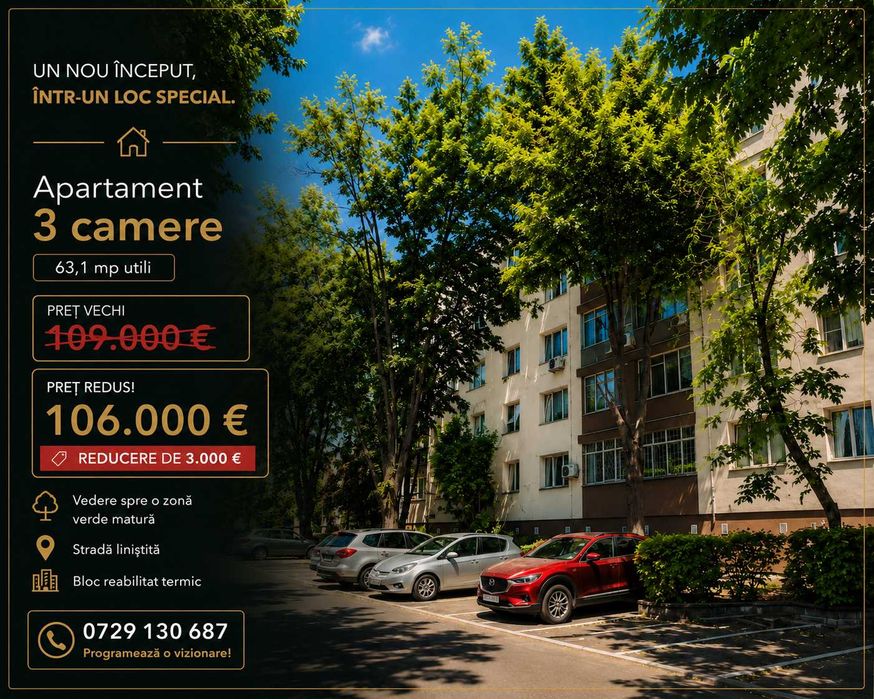 Apartament cu 3 camere | Valea Ialomiței – Drumul Taberei | Etaj 3/4