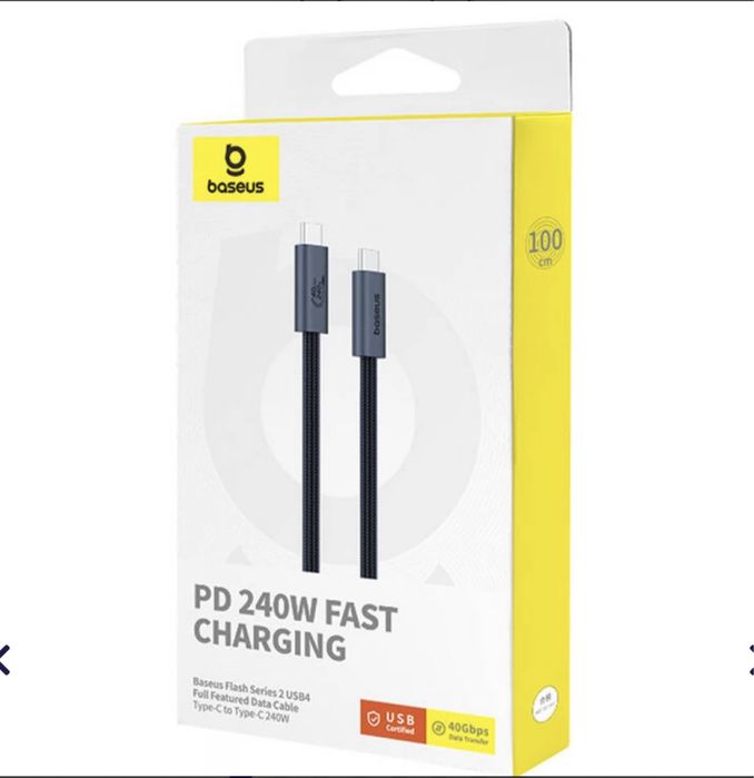 Кабель Baseus thunderbolt 4  USB Type A - USB Type C 1 м Black
