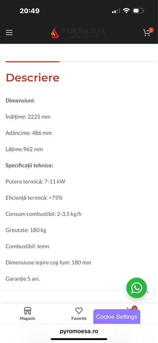 Vand semineu pe lemne Acaminetti Mediterranian C65