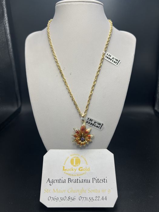 Lant , pandant aur 14k 4,03 ,7,95 gr lungime 44 cm cod 22761,21575
