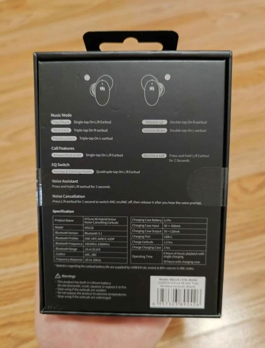 Неразопаковани UGREEN HiTune X6 ANC – Безжични Bluetooth слушалки с активно шумопотискане
