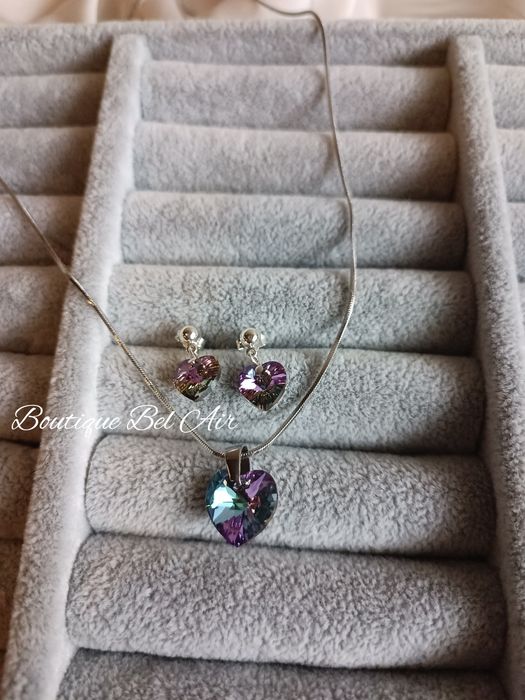 Комплект колие и обеци Swarovski, кристали Сваровски,  подарък за жена