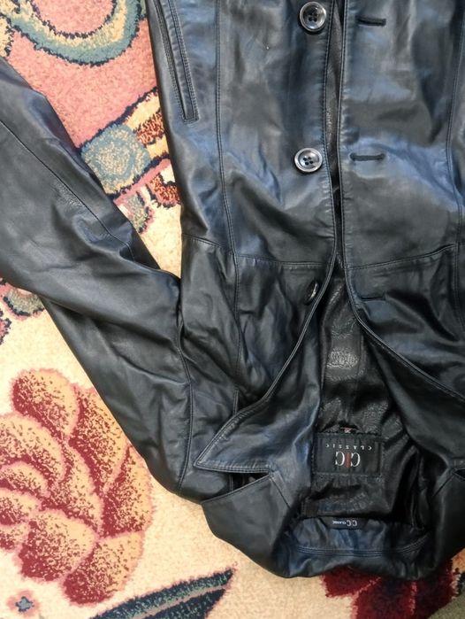 Кожанный длинный плащ