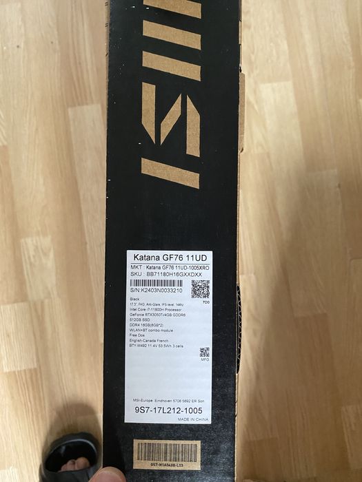 Laptop gaming MSI Katana GF76 11UD