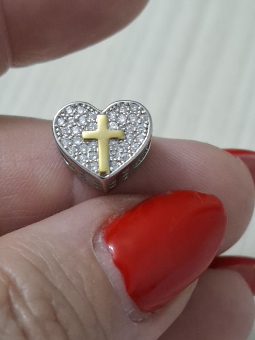 Pandantiv argint inimă cu cruce