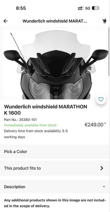Нова слюда зWunderlich Marathoon за BMW K1600GT/GTL
