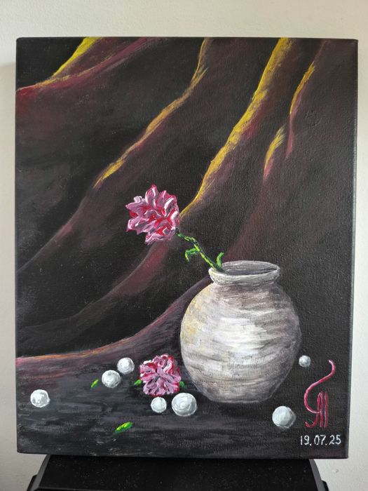 Ръчно рисувана картина "Ще бъда в бяло" с акрилни бои, Анелия Петкова