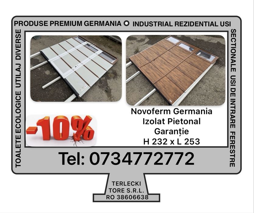 USA SECTIONALA REZIDENTIALA hala garaj  H 232 x L 253 Novoferm