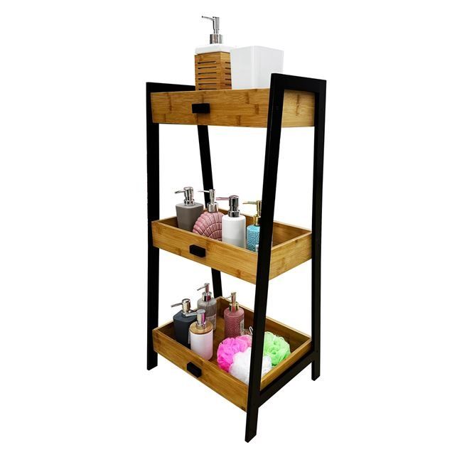 Етажерка за баня от бамбук и метал
