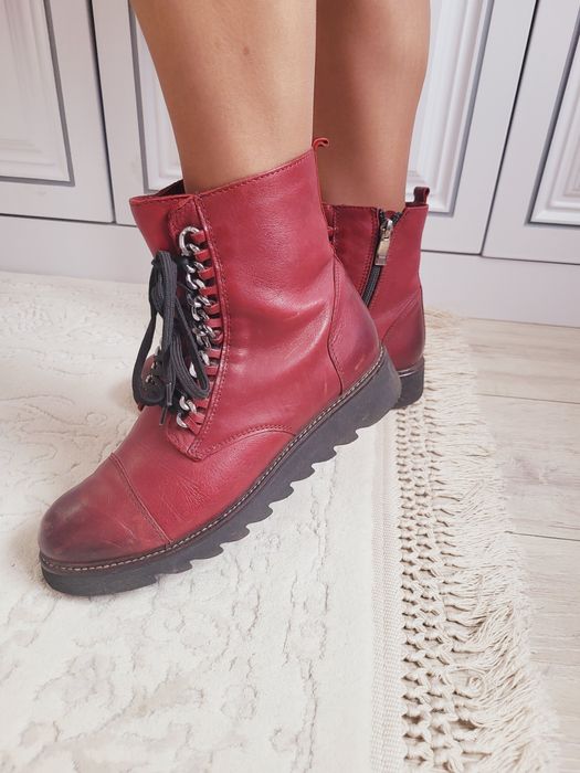 Кожаные зимние ботинки