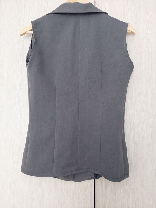 Costum dama elegant pe comanda premium gri inchis vesta pantaloni S