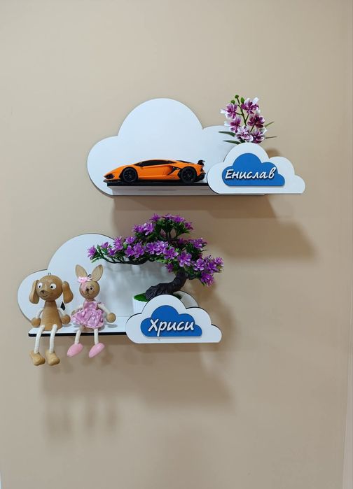 Етажерка облак детска стая облаче рафтче индивидуална изработка