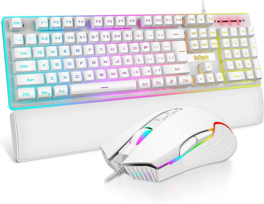 Set tastatura mouse RedThunder K10 gaming cu fir iluminare RGB QWERTZ