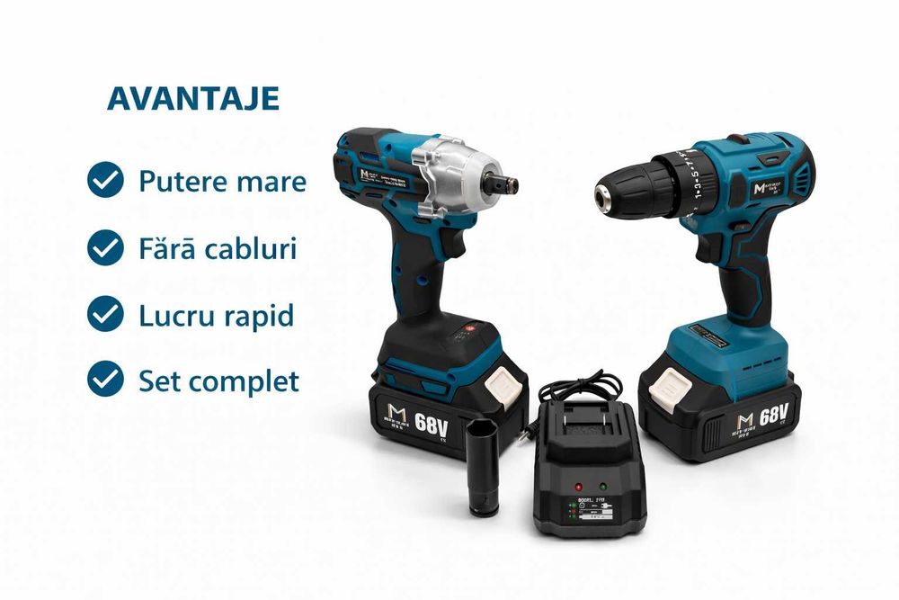 Set scule brushless Matrixx 68V | 2 piese | 2 acumulatori | Nou