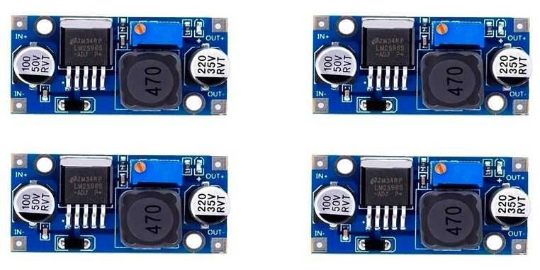 Set 4 buc Modul Coborâtor Tensiune Step-Down LM2596S Regl. 1.5V-35V 3A