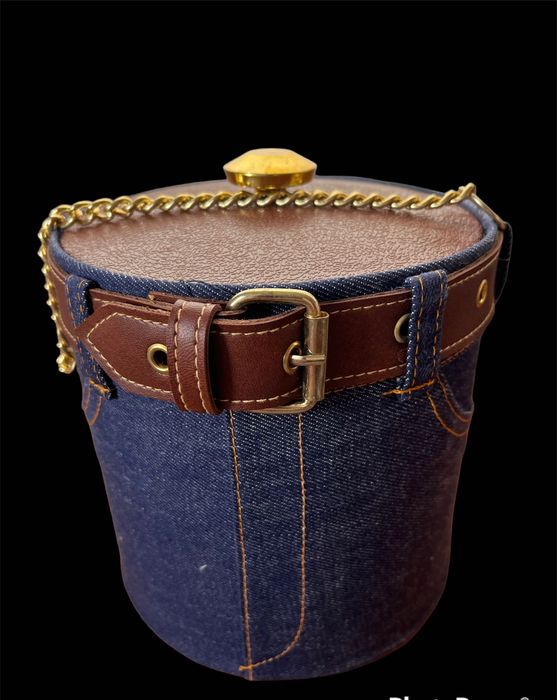 Уникална кутия за лед с дънки от 70 год , Винтидж