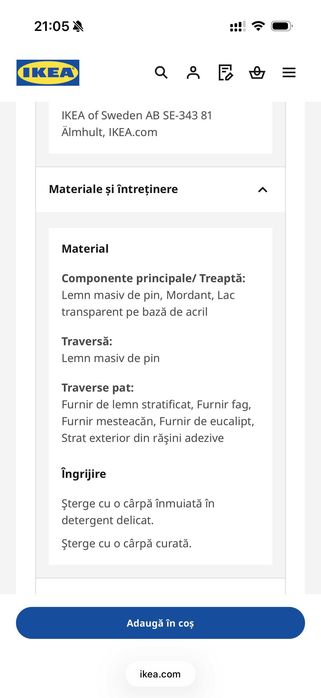 Pat etajat MYDAL alb IKEA pentru copii (complet, demontat) + 2 saltele IKEA 90 x 200 cm