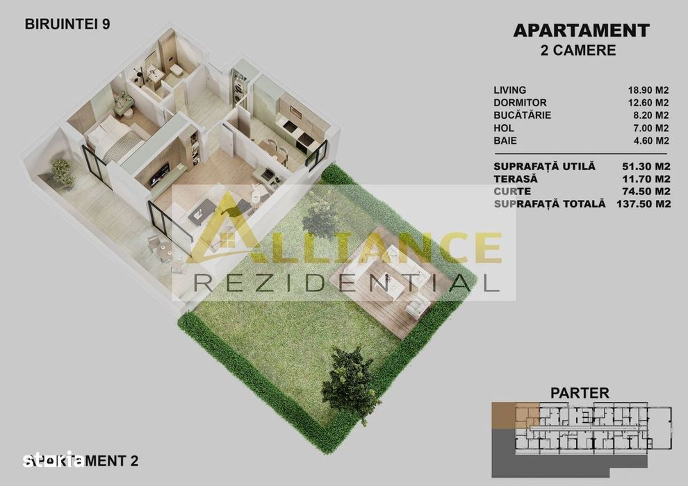 Apartamente Noi Cu Curte Proprie | Str. Biruintei I Metrou