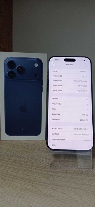 iPhone 17 Pro Max,256GB, Deep Blue, Bat:100%/Fin X Amanet cod 116481