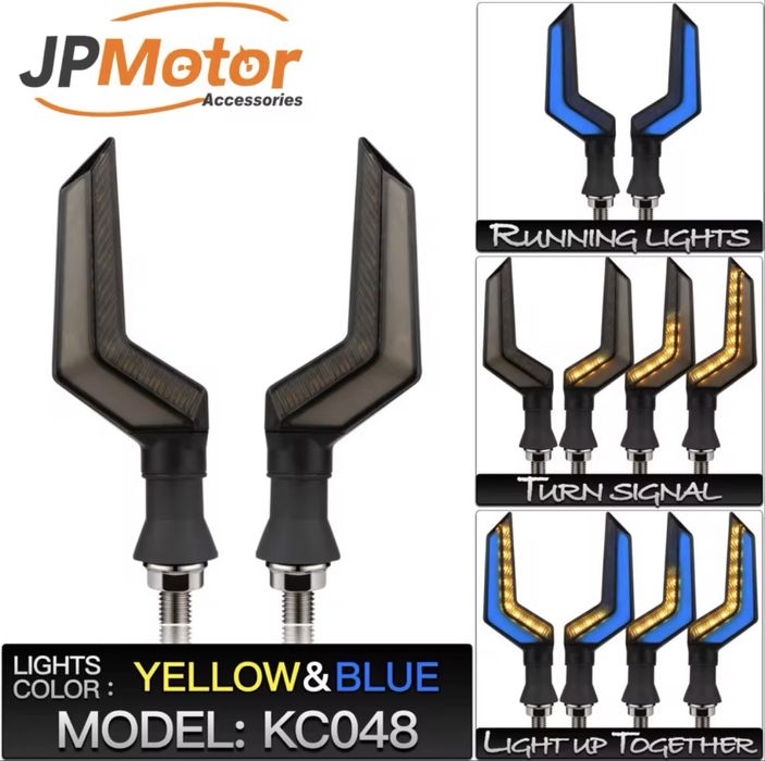 Semnalizări Moto LED Secvențiale (Dinamice) cu Lumină de Zi (Alb / Roșu / Albastru) scuter atv
