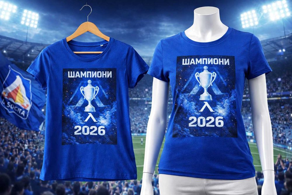 Тениски Левски Шампион 2026 – за истинските сини фенове!