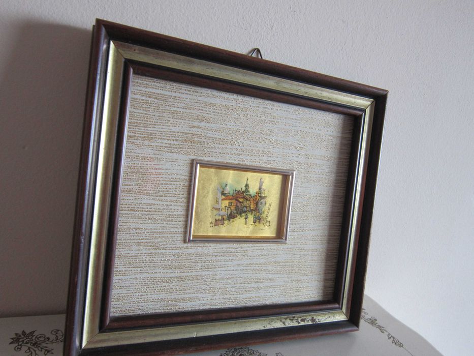 cadou rar Italia 1970 Peisaj pe foita de aur miniatura