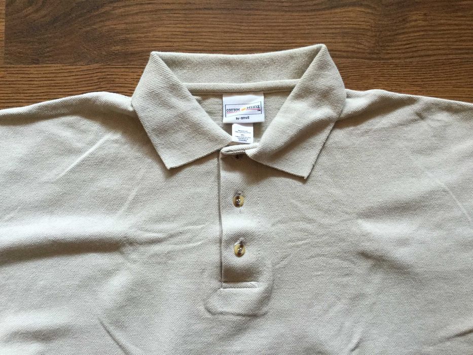 НОВА оригинална бежова поло тениска с яка ANVIL размер XL / XXL от САЩ