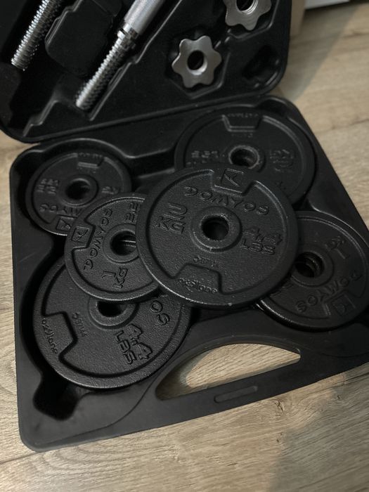 Set de gantere si bare disc din fonta Decathlon